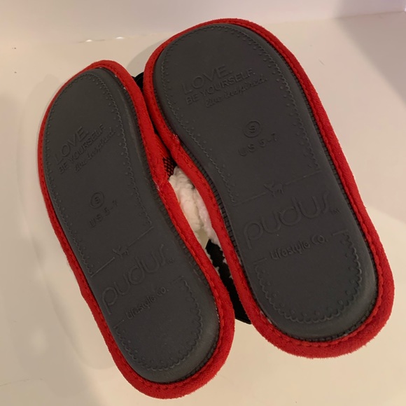 Pudus Memory foam lumberjack red slide slippers S(5-6.5) women’s - Picture 4 of 11